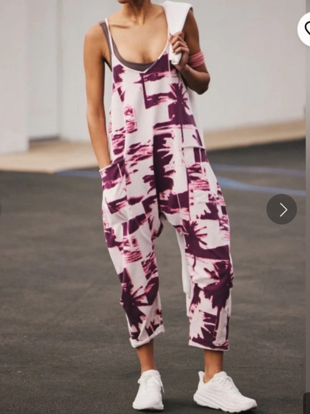 Free People Palm Print Tie-Dye Romper Hot Shot in Pink and Plum - new w tags